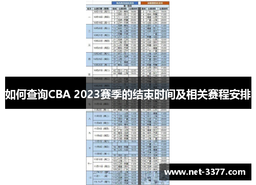 如何查询CBA 2023赛季的结束时间及相关赛程安排