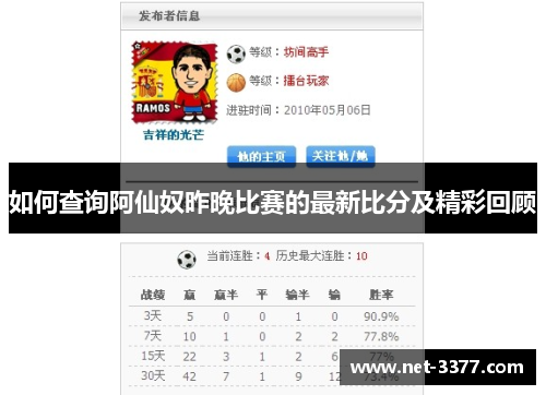 如何查询阿仙奴昨晚比赛的最新比分及精彩回顾